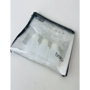 Basic SOHO Bath Essential Travel Clear Bag 8x4.5 Inch With‎ 3 Empty Bottle